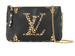 Jungle Double Zip Pochette, Canvas, Black/Brown, GI2189, S/DB, 3*